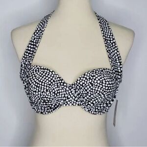Bella Fiore Black and white bathing suit top underwire push-up 34C